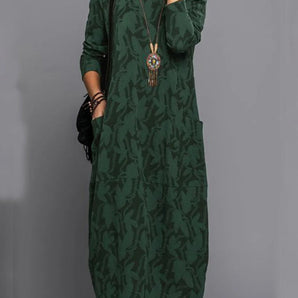 Avencea - Long Sleeve Printed Pocket Dress