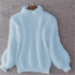 Avencea - Vintage Angora Pullover in Bright Color - Loosely Knitted Pullover