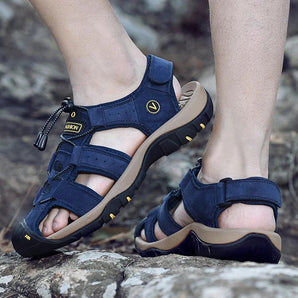 Blau sandalen mit orthopädischem fußbett