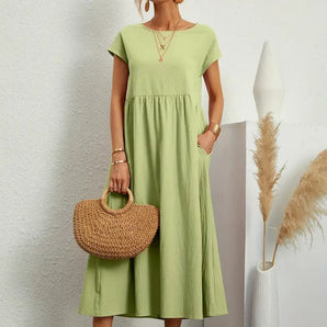 Avencea - Wonderful Wide Midi Dress with Beautiful Cut and Patterns