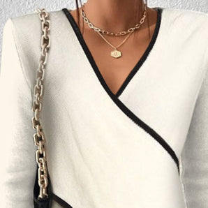 Avencea - Elegant V-Neck Wrap Sweater