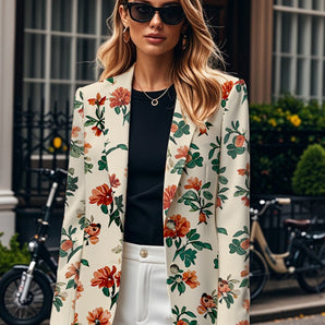 Avencea | Elegant Floral Office Blazer in Apricot