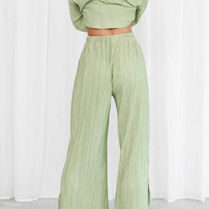 Avencea Long-Sleeved Button-Down Shirt and Straight Pants