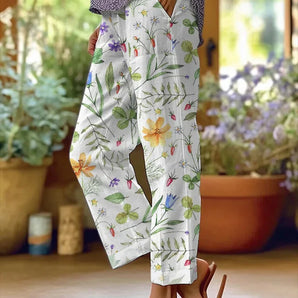 Avencea | Casual Pants with Floral Print and Pockets