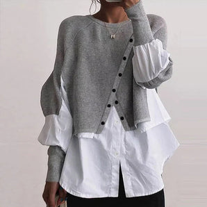 Avencea - Elegant Sweater with Vintage Shirt