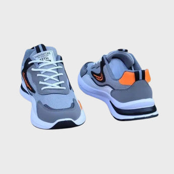 Lightweight grey men's sneakers made from breathable mesh, designed for running and walking.