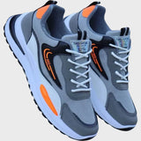 Gray mesh 2022 lightweight men's sneakers featuring a breathable design, suitable for running and outdoor activities, shown in size 44.