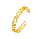 Elegant 2024 Luxury Women's 24K Gold Leaf Floral Bracelet showcasing intricate floral patterns and fine metal craftsmanship.