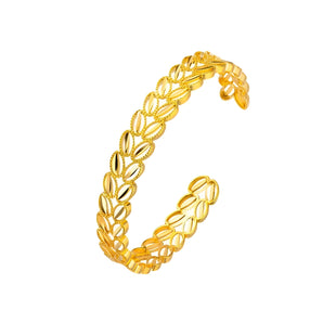Elegant 2024 Luxury Women's 24K Gold Leaf Floral Bracelet showcasing intricate floral patterns and fine metal craftsmanship.