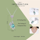 925 Sterling Silver Turtle Pendant with Blue Crystal Gem on Necklace