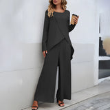 Asymmetric beige pantsuit featuring a blazer with an elegant design, suitable for casual or formal settings, modeled in a 5XL size with a Nero variant.