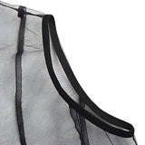 A black plaid tulle midi dress displayed against a plain backdrop, showcasing its edgy and avant-garde fashion design.