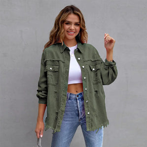 Avencea - Cool Oversized Denim Jacket in Casual Style