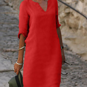 Avencea Dress with V-Neck that Effectively Covers the Belly