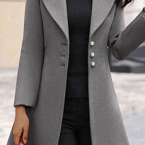 Avencea - Elegant Single-Breasted Wool Coat for Winter Fashion