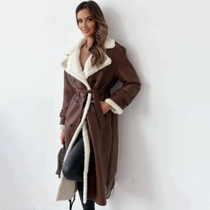 Avencea - Leather Coat with Belt for Extraordinary Elegance
