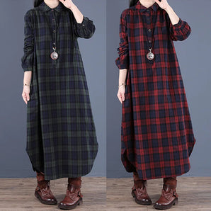 Avencea Long Sleeve Checkered Shirt Dress
