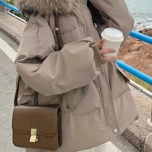 Avencea - Oversized Winter Jacket with Fur Collar