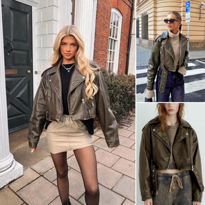 Avencea Plus Size Women's Jacket Belt Biker Jacket