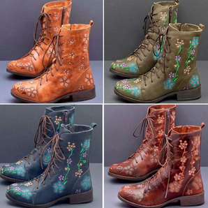 Avencea Retro Boots with Ethnic Embroidery - Elegant and Appealing Design for Maximum Grip and Durability
