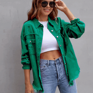 Avencea - Ripped Oversize Jeans Jacket in Plus Size