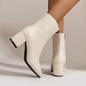 Avencea - Stylish Lace-Up Ankle Boots with Pointed Toe and Side Zipper