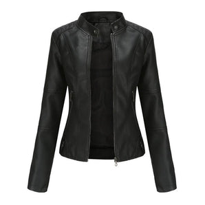 Avencea - Women's Slim Fit Biker Jacket made of PU Leather