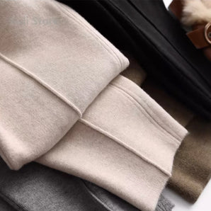 Beige Cashmere Wool Scarf - Luxury Designer Winter Accessory