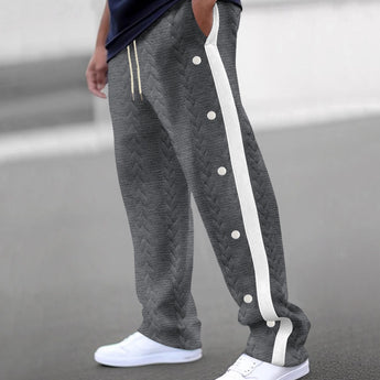 Dark gray chevron textured elastic waist sweatpants with a cozy and relaxed fit, focusing on comfort and casual style.