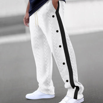 Beige chevron textured elastic waist sweatpants with a cozy lounge fit, displayed on a neutral background.