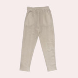 Beige chevron textured elastic waist sweatpants with pockets, designed for cozy lounging.