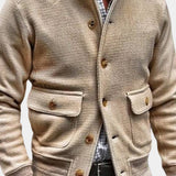 Beige corduroy men's blazer shown on a mannequin, featuring a lightweight design ideal for fall fashion, with a structured collar, long sleeves, and a tailored waist for a stylish, sophisticated look.