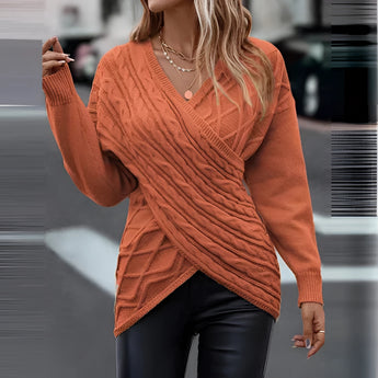 Beige crew neck sweater in orange, styled for women's casual fall fashion, featuring long sleeves and a relaxed fit in XXL size.