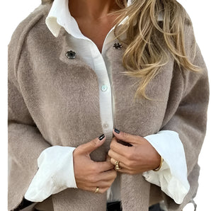 Beige Double-Breasted Women's Wool Coat - Luxury Winter Outerwear