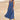 Electric blue linen dress featuring a one-piece design with a knee-length cut, short sleeves, and a defined waist.