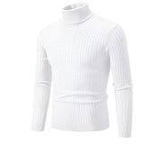 Beige men's slim fit wool turtleneck pullover in XXL, featuring long sleeves and a high collar, designed for winter fashion.