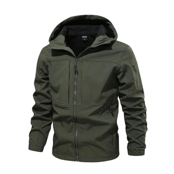 Light green men's waterproof breathable jacket featuring a classic collar, long sleeves, and multiple pockets, designed for outdoor adventure wear in size 2XL.