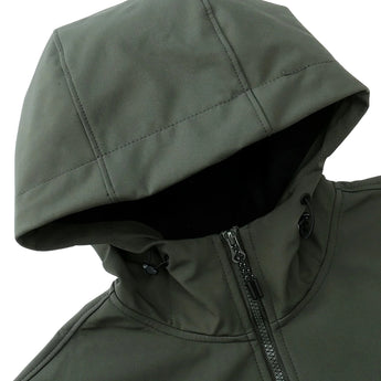 Beige men's waterproof breathable jacket designed for outdoor adventures, featuring long sleeves, a collar, and button details.