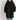 
A black oversized zip-up hoodie dress featuring long sleeves, a collar, and waist pockets, designed for women's autumn wear in size 2XL.