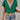 Beige V-neck lace trim boho summer blouse with elegant casual design, shown in green, size 2XL, with short sleeves and a fitted waist.