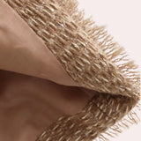 Beige Women's Bouclé Double-Breasted Blazer showcasing a chic fall outerwear design with a textured pattern that resembles natural materials.