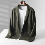 Olive green women's lightweight casual linen blazer in size 2XL, featuring a collarless open front design and long sleeves.