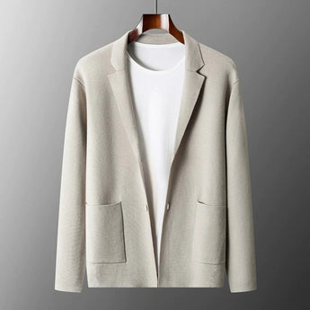 Ivory 2XL women's lightweight casual linen blazer, collarless and open front design, with long sleeves and sleek fashion style.