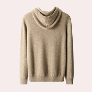 Beige wool cowl neck sweater for women featuring long sleeves and an elegant knit pattern, perfect for winter wear.