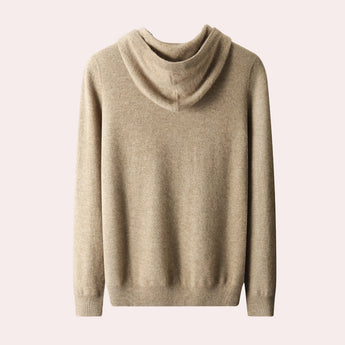 Beige wool cowl neck sweater for women featuring long sleeves and an elegant knit pattern, perfect for winter wear.