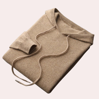 Elegant women's winter knitwear featuring a beige wool cowl neck sweater in khaki, size XL, with long sleeves and a stylish collar.