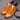 Men's red leather dress shoes in a stylish pointed loafer design with an orange hue, showcasing a sophisticated and elegant appearance.