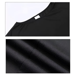 Black crew neck t-shirt made from high-quality durable ribbed cotton with short sleeves.