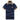 Black designer polo shirt with plaid collar and gold crest in dark blue, 3XL.
