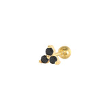 Black Gemstone Hoop Earrings in Luxury Gold with Crystal Charms featuring Black Floral Crystal design.
